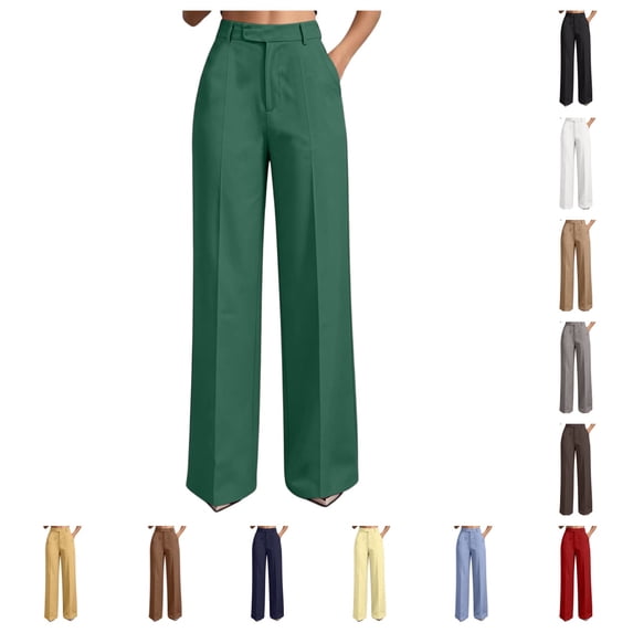 SAWOBUUN Womens Dress Pants Wide Leg High Waisted Elegant Flowy Palazzo Slacks Business Casual Work Trousers with Pockets