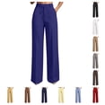 thumbnail image 1 of SAWOBUUN Womens Dress Pants Wide Leg High Waisted Elegant Flowy Palazzo Slacks Business Casual Work Trousers with Pockets, 1 of 7