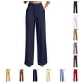 thumbnail image 1 of SAWOBUUN Womens Dress Pants Wide Leg High Waisted Elegant Flowy Palazzo Slacks Business Casual Work Trousers with Pockets, 1 of 7