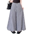 thumbnail image 1 of SAWOBUUN Womens Gingham Wide Leg Pants High Waisted Elastic Waist Drawstring Plaid Palazzo Trousers Casual Loose Lantern Pants with Pockets, 1 of 6