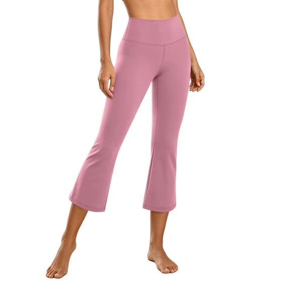 SAWOBUUN Womens High Waisted Capri Yoga Pants Bootcut Flare Cropped Leggings Tummy Control Stretch Workout Capris for Gym Yoga Running