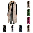 thumbnail image 1 of SAWOBUUN Womens Long Hooded Puffer Vest Sleeveless Zip Up Quilted Padded Gilet Casual Warm Winter Coat with Pockets, 1 of 9