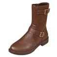thumbnail image 1 of SAWOBUUN Womens Mid Calf Boots Vintage Low Heel Round Toe Faux Leather Comfortable Non-Slip Boots with Side Zipper, 1 of 8