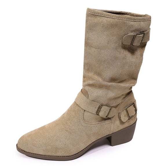SAWOBUUN Womens Mid Calf Cowboy Boots Pointed Toe Western Cowgirl Casual Boots Slouchy Pull On Fashion Winter Boots