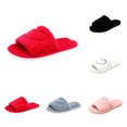 thumbnail image 1 of SAWOBUUN Womens Open Toe Fuzzy Slippers Non Slip Cozy Warm Plush House Slippers Heart Fluffy Soft Indoor Slide Slippers, 1 of 9