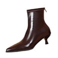 thumbnail image 1 of SAWOBUUN Womens Pointed Toe Ankle Boots Stiletto Heel Faux Leather Back Zipper Stretchy Slip On Comfortable Dress Boots, 1 of 9