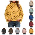 thumbnail image 1 of SAWOBUUN Womens Polka Dot Cropped Jacket Stand Collar Button Down Drawstring Hem Lightweight Windbreaker Outerwear Coat with Pockets, 1 of 7