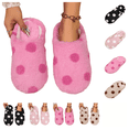 thumbnail image 1 of SAWOBUUN Womens Polka Dot Fuzzy Slippers Closed Toe Soft Fuzzy Plush House Shoes Winter Warm Cozy Non Slip Casual Indoor Outdoor Slippers, 1 of 9