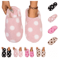 thumbnail image 1 of SAWOBUUN Womens Polka Dot Fuzzy Slippers Closed Toe Soft Fuzzy Plush House Shoes Winter Warm Cozy Non Slip Casual Indoor Outdoor Slippers, 1 of 9