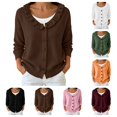 thumbnail image 1 of SAWOBUUN Womens Ruffle V Neck Knit Cardigan Button Down Long Sleeve Casual Lightweight Sweater Jacket, 1 of 7