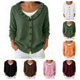 thumbnail image 1 of SAWOBUUN Womens Ruffle V Neck Knit Cardigan Button Down Long Sleeve Casual Lightweight Sweater Jacket, 1 of 7