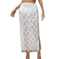 thumbnail image 1 of SAWOBUUN Womens Sequin Fringe Mesh Midi Skirt High Waist Split Bodycon Sheer Tassel Party Skirt, 1 of 5