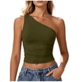 thumbnail image 1 of SAWOBUUN Womens Sleeveless One Shoulder Tank Top Y2K Ruched Slim Fit Going Out Summer Tops, 1 of 5