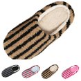 thumbnail image 1 of SAWOBUUN Womens Striped House Slippers Fuzzy Plush Clog Warm Sherpa Teddy Fleece Bedroom Shoes Cozy Indoor Slippers, 1 of 8