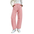 thumbnail image 1 of SAWOBUUN Womens Striped Wide Leg Pants High Waisted Casual Trousers Loose Fit Button Fly Curved Hem Lounge Pants with Pockets, 1 of 8