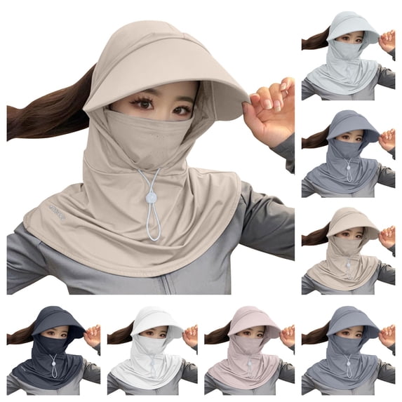 SAWOBUUN Womens UV Protection Balaclava Hat with Neck Guard & Face Mask for Cycling Travel Outdoor Activities