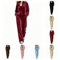 thumbnail image 1 of SAWOBUUN Womens Velour Tracksuits Set 2 Piece Lounge Outfits Long Sleeve Zip Hoodie Sweatshirt Wide Leg Sweatpants Set S-5XL, 1 of 7