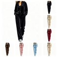 thumbnail image 1 of SAWOBUUN Womens Velour Tracksuits Set 2 Piece Lounge Outfits Long Sleeve Zip Hoodie Sweatshirt Wide Leg Sweatpants Set S-5XL, 1 of 7