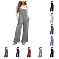 thumbnail image 1 of SAWOBUUN Womens Wide Leg Jumpsuit Adjustable Straps Casual Overalls Ruffled Hem Loose Fit Sleeveless Jumpsuits, 1 of 9
