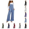 thumbnail image 1 of SAWOBUUN Womens Wide Leg Jumpsuit Adjustable Straps Casual Overalls Ruffled Hem Loose Fit Sleeveless Jumpsuits, 1 of 9