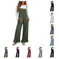thumbnail image 1 of SAWOBUUN Womens Wide Leg Jumpsuit Adjustable Straps Casual Overalls Ruffled Hem Loose Fit Sleeveless Jumpsuits, 1 of 9