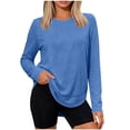 thumbnail image 1 of SAWOBUUN Womens Workout Tops Long Sleeve Crew Neck Athletic Running Shirts Active Wear Tee for Fall Winter, 1 of 6