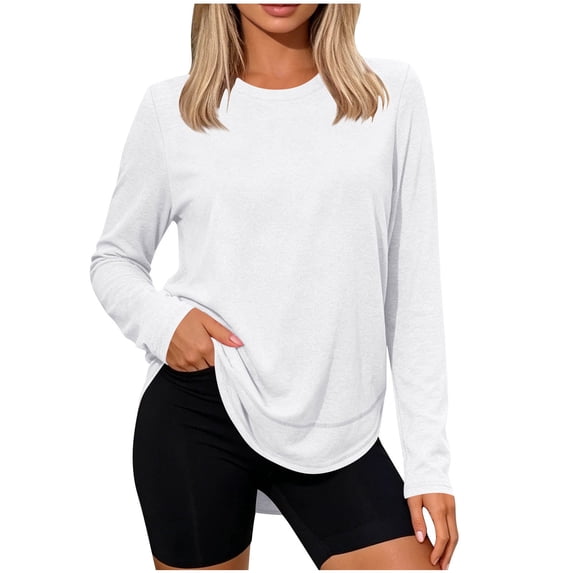 SAWOBUUN Womens Workout Tops Long Sleeve Crew Neck Athletic Running Shirts Active Wear Tee for Fall Winter