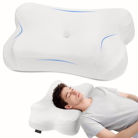 SAWUGA Cervical Pillow for Neck Pain Relief,Memory Foam Pillows for Side Back Orthopedic Ergonomic,Best Gift,Queen Size