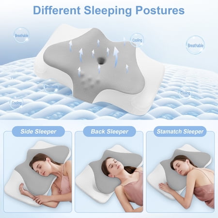 SAWUGA Cervical Pillow for Neck Pain Relief,Memory Foam Pillows for Side Back Orthopedic Ergonomic,Queen Size,Black