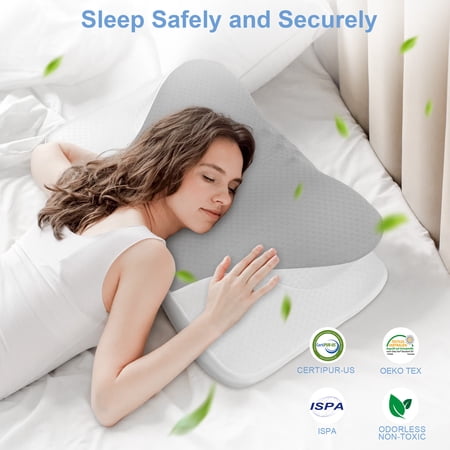 SAWUGA Cervical Pillow for Neck Pain Relief,Memory Foam Pillows for Side Back Orthopedic Ergonomic,Queen Size,Gray