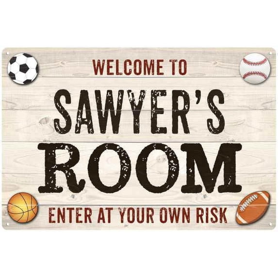 SAWYER'S Room Kids Bedroom Sign Boy's 8x12 Metal 208120090308