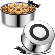 SSAWcasa Dual Hanging & Floor Stainless Steel Crate Bowls – 2 Pack Food & Water — Removable, No-Spill Design with Non-Slip Base for Dogs & Cats - Silver L (7.1x2.8''&6.3×2.6)