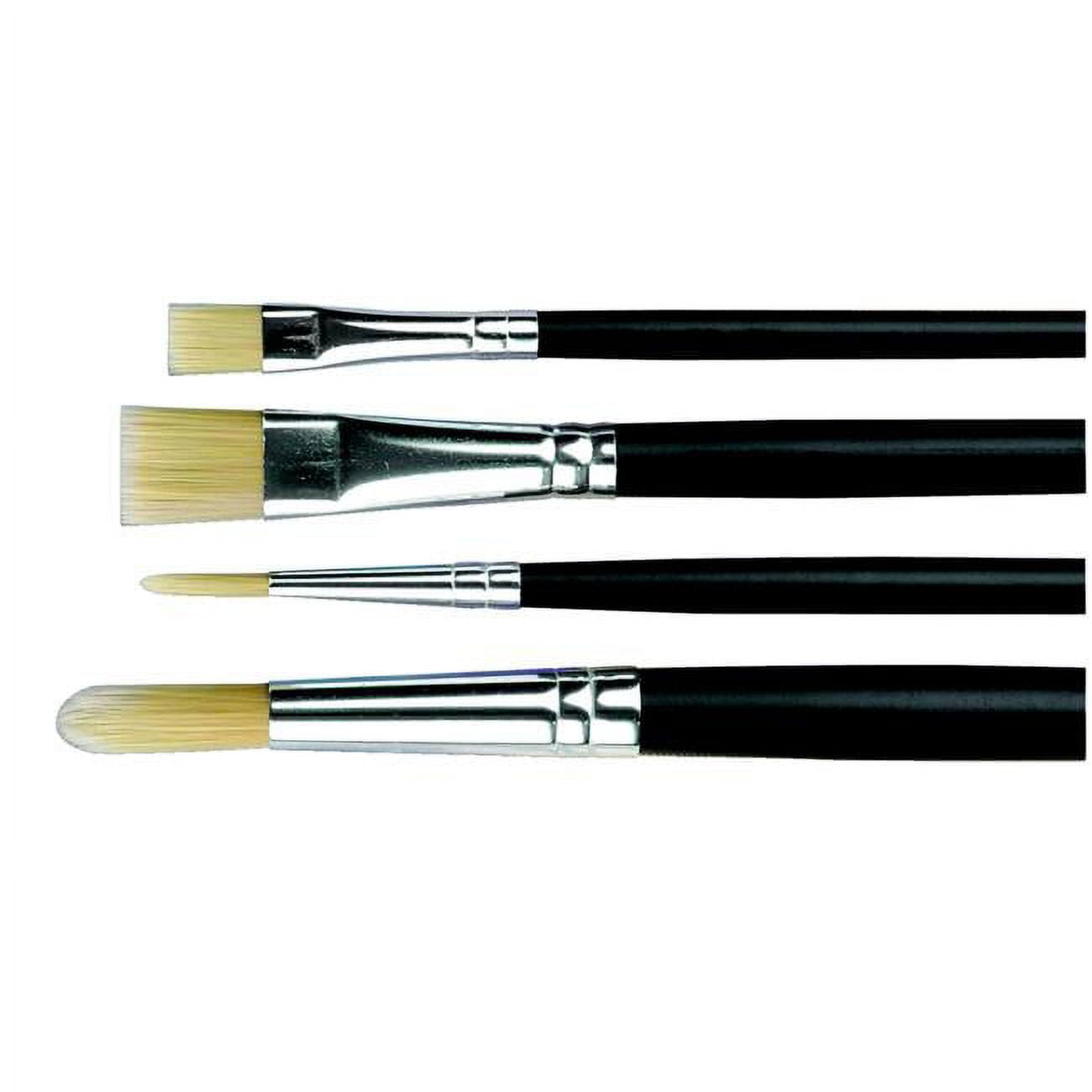 Sax Phoenix Golden Synthetic Long Handle Brushes, Flat, Size 6, Pack of 6