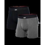 UNDERWEAR,Mens,Vibe Xtra Super Soft Boxer Brief Fly 2-Pack,Black Grey Size M