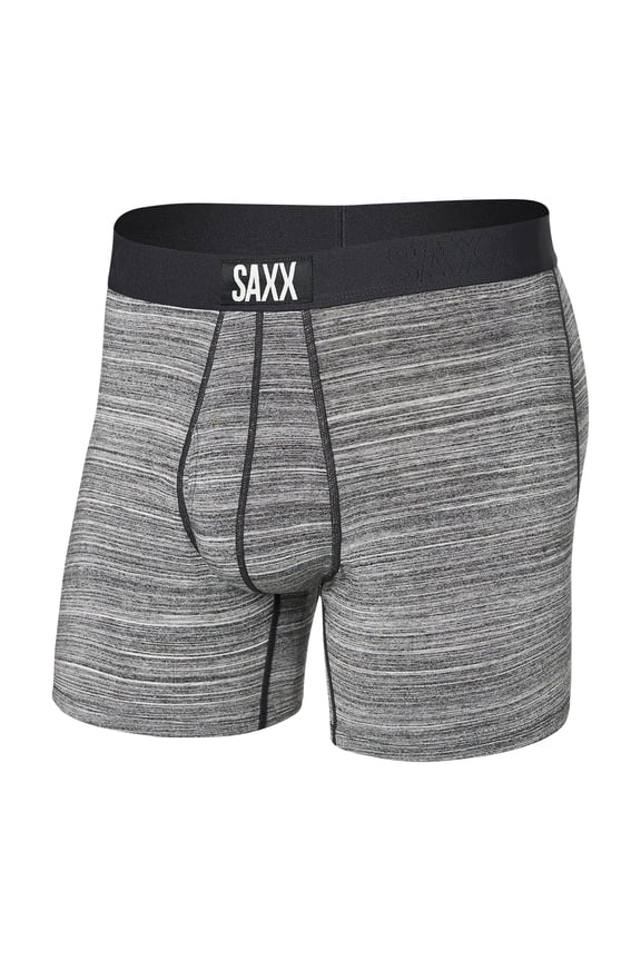 Underwear Co. Men's Ultra Super Soft Boxer Brief Fly, Spacedye Heather-Grey, Medium