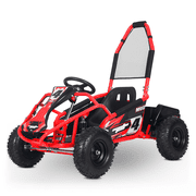 SAY YEAH 1000W Electric Go Kart,Off-Road Karting with Roll Cage & Full Suspension,200LB Capacity - for Age 8+,20MPH Top Speed,Seat Belt,Red