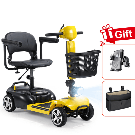 SAY YEAH 4 Wheels Mobility Scooter for Seniors,Electric Folding Mobility Scooter with Removable Battery,Up to 330LBS Weight Capacity,Pink