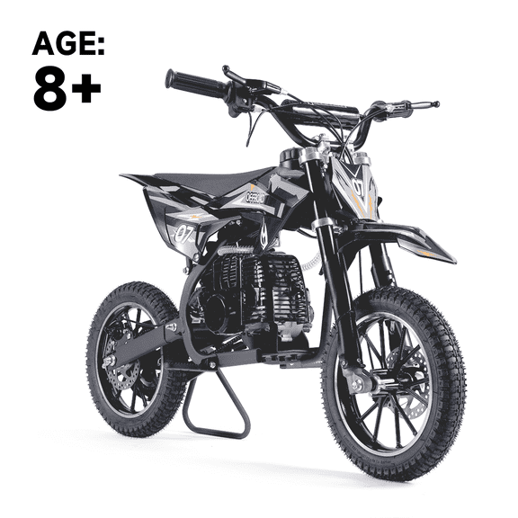 SAY YEAH Dirt Bike,50CC Gas Dirt Bike for Kids 8+,2-Stroke Off-Road Motorcycle,Max Speed 25MPH,Support Up to 180lbs,Pull Start,Black