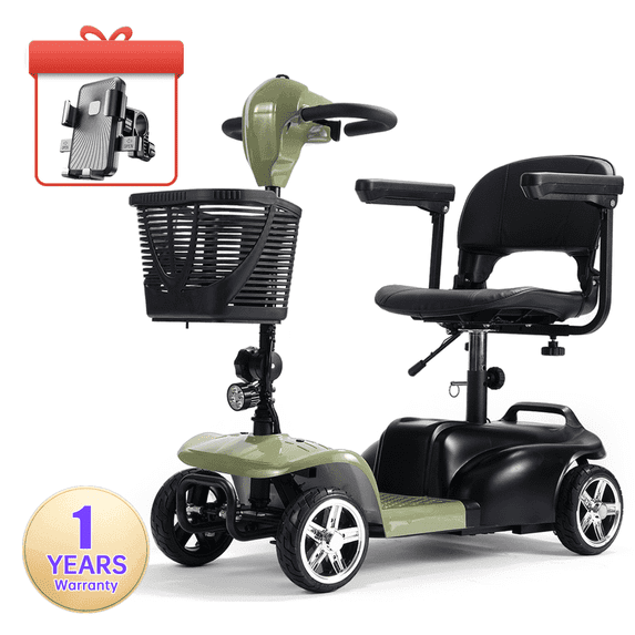 TOXOZERS Mobility Scooter,Electric Wheelchair Device for Travel,Suitable for Seniors and People with disabilities,with LED Headlights and Basket,green