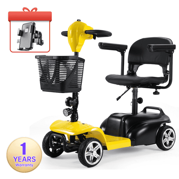 SAY YEAH Mobility Scooter,Electric Wheelchair Device for Travel,Suitable for Seniors and People with disabilities,with LED Headlights and Basket,yellow