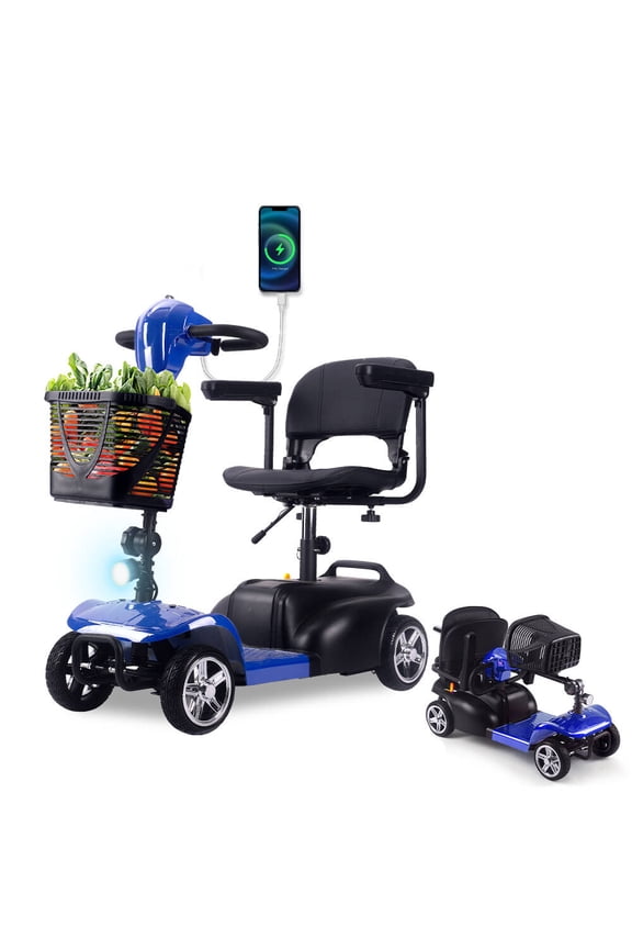 Mobility Scooter,Folding Selectric Wheelchairs for Adults,Upgrade Motor Scooters for Seniors,42X37X19in,110lbs,Blue