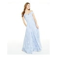 thumbnail image 1 of SAY YES TO THE PROM Womens Blue Lace Floral Short Sleeve Off Shoulder Full-Length Prom Fit + Flare Dress 15, 1 of 4