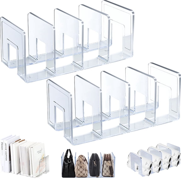 SAYEEC 2 Pack Acrylic File Sorter, 4-Compartment Plastic Desk Organizer, Stackable Document Magazine Storage for Home & Office