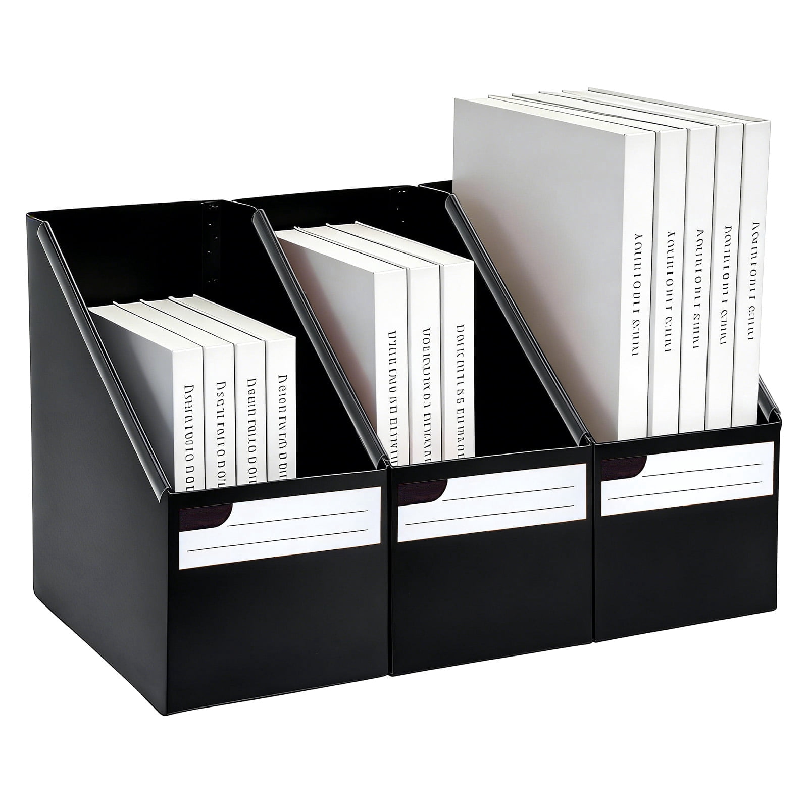 SAYEEC 3 Pack Foldable Paper Storage Organizer, Black Desktop File ...