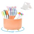 thumbnail image 1 of SAYEEC Orange 360° Rotatable 5 Compartment Desk Pen Holder Organizer, Pencil Cup with Detachable Phone Stand for Office & Home Storage, 1 of 7
