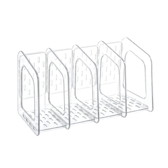 SAYEEC Clear Acrylic File Organizer, 4 Compartment Detachable Vertical File Holder, Magazine Holder Book Organizer for Office & Home