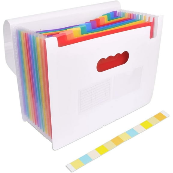 SAYEEC Accordion File Organizer 13 Pockets Colored Expanding File Folder with Tags, Plastic A4 Letter Size File Paper Receipt Document Filling Folder Storage Organizer for Office Home School