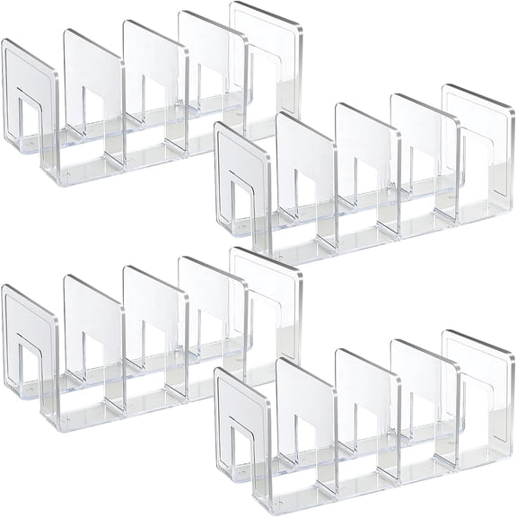 SAYEEC 4-Pack Clear Acrylic 4-Section Desk File Sorter, Plastic Desktop Organizer for Office & Home