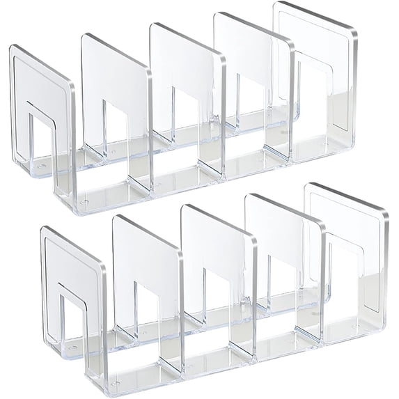 SAYEEC Clear Acrylic 4-Section Desk File Sorter, Plastic Desk Organizer, File Sorter & Handbag Organizer for Office & Home, 2 Pack