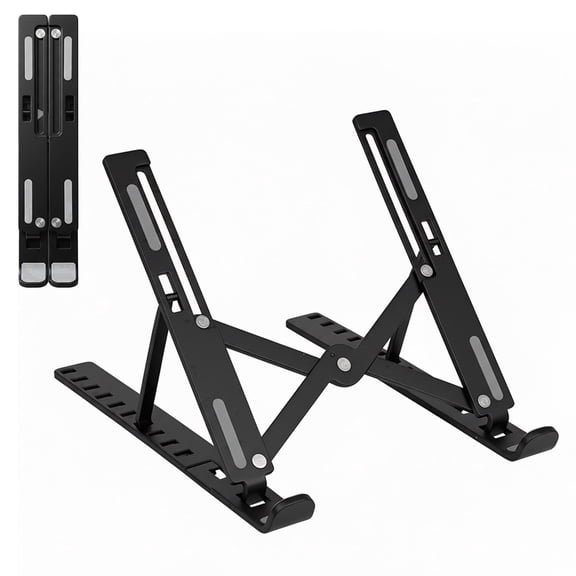 SAYEEC Black Plastic Laptop Desk Riser, 10 Levels Adjustable Notebook Stand with Anti-Slip Pads,for Up to 18”Laptops